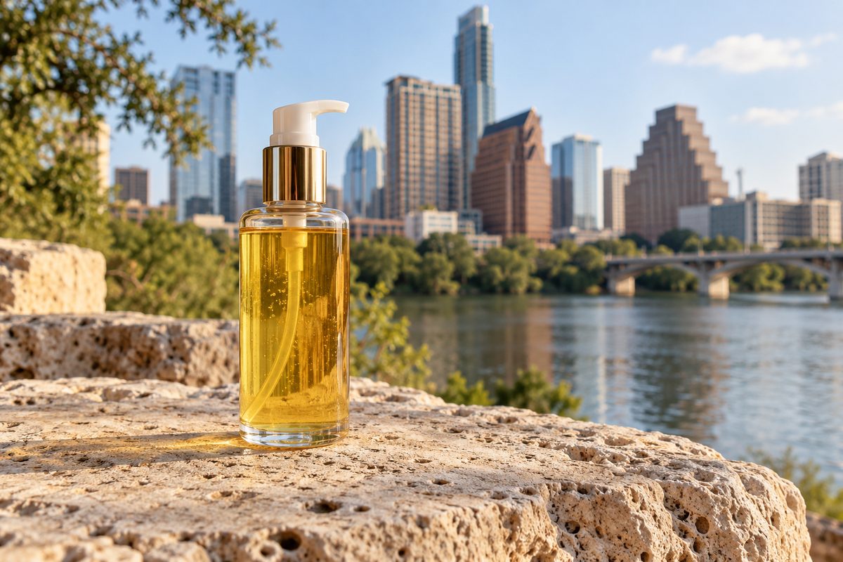 Dropper bottle of pure cold-pressed olive squalane oil in catalogue view